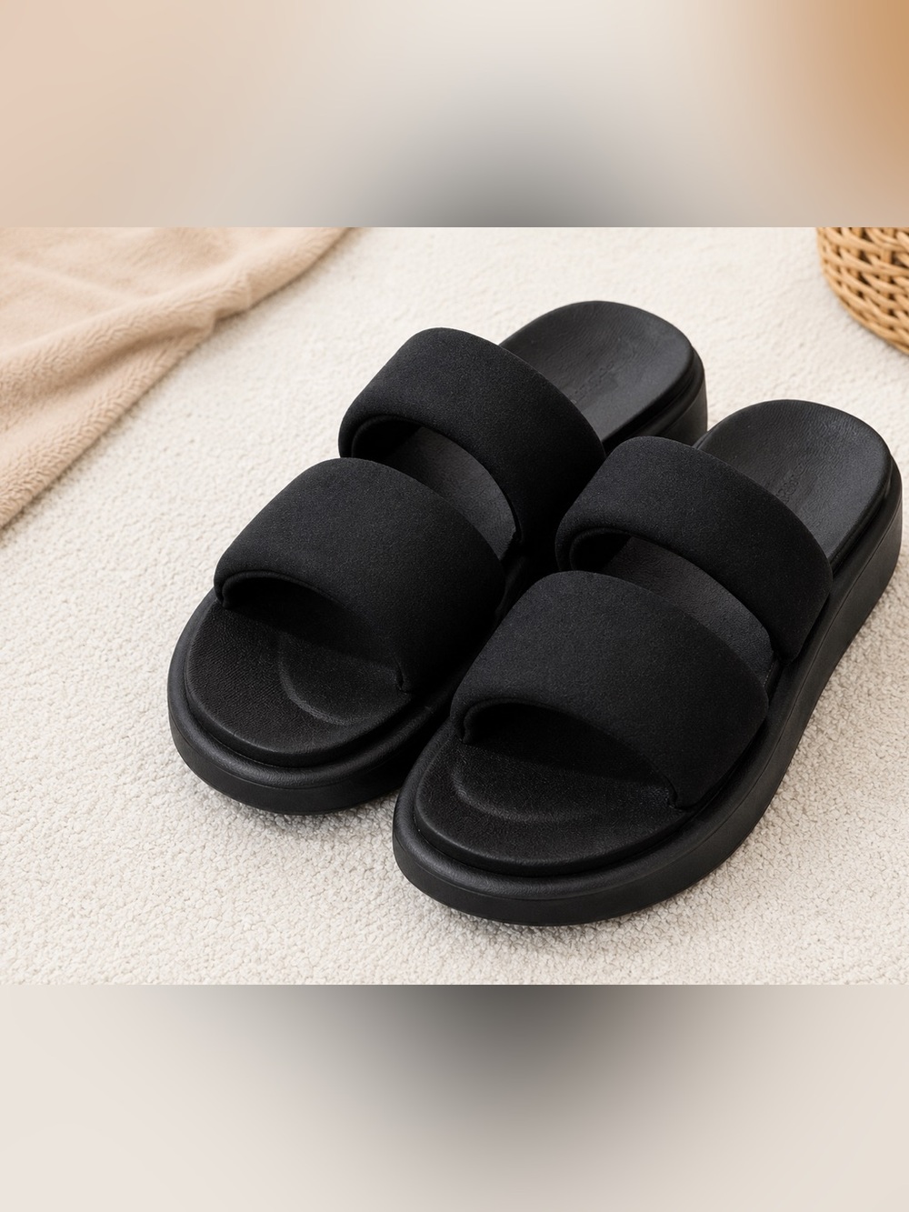 Koolaburra Black Double Strap Platform Slide Sandals size 9